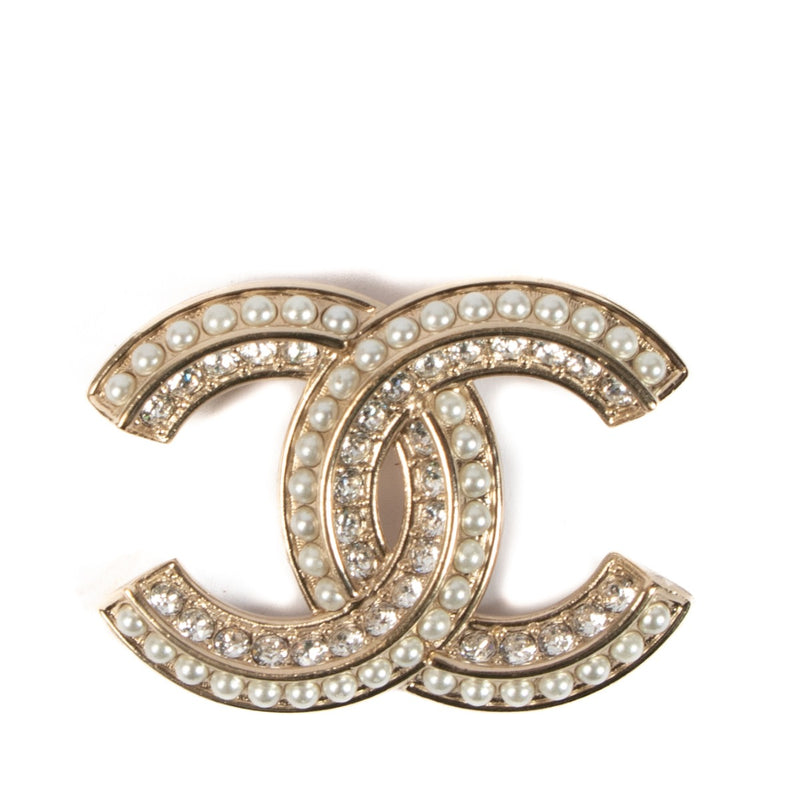 Chanel 20A CC Pearl Crystal Brooch