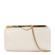 Jimmy Choo Dusty Glitter Platinum Ice Ellipse Clutch