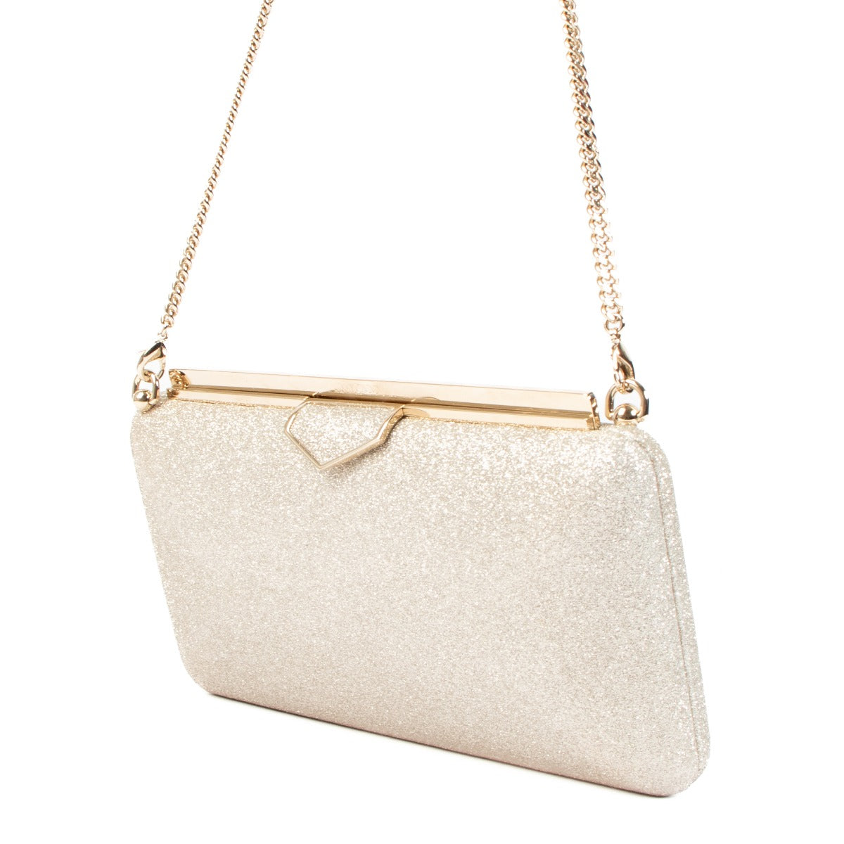 Jimmy Choo Dusty Glitter Platinum Ice Ellipse Clutch