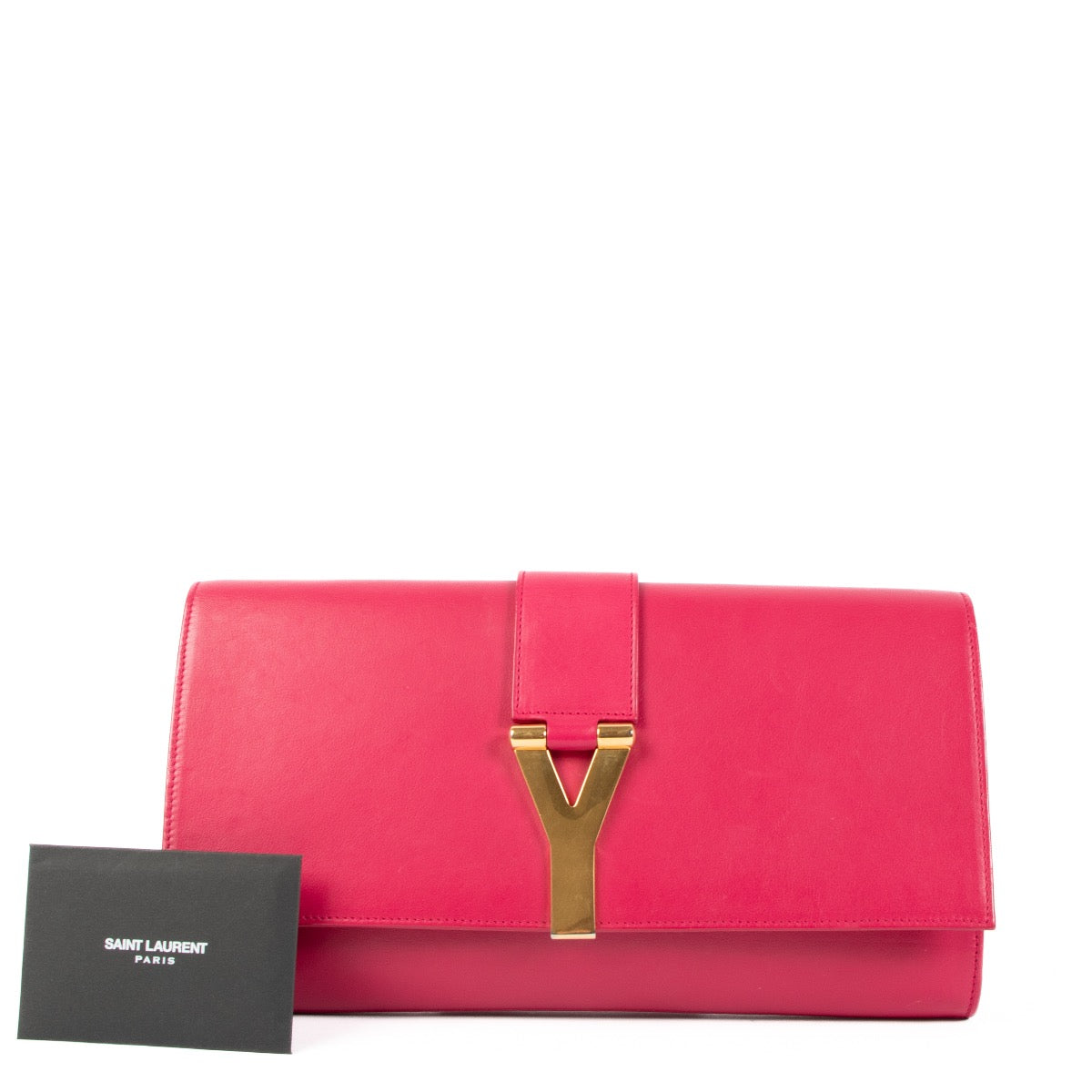Shop safe online at Labellov in Antwerp, Brussels and Knokke this 100% authentic second hand Saint Laurent Fuchsia Y Clutch. Veilig online tweedehands authentieke Saint Laurent Fuchsia Y Clutch kopen bij Labellov in Antwerpen.