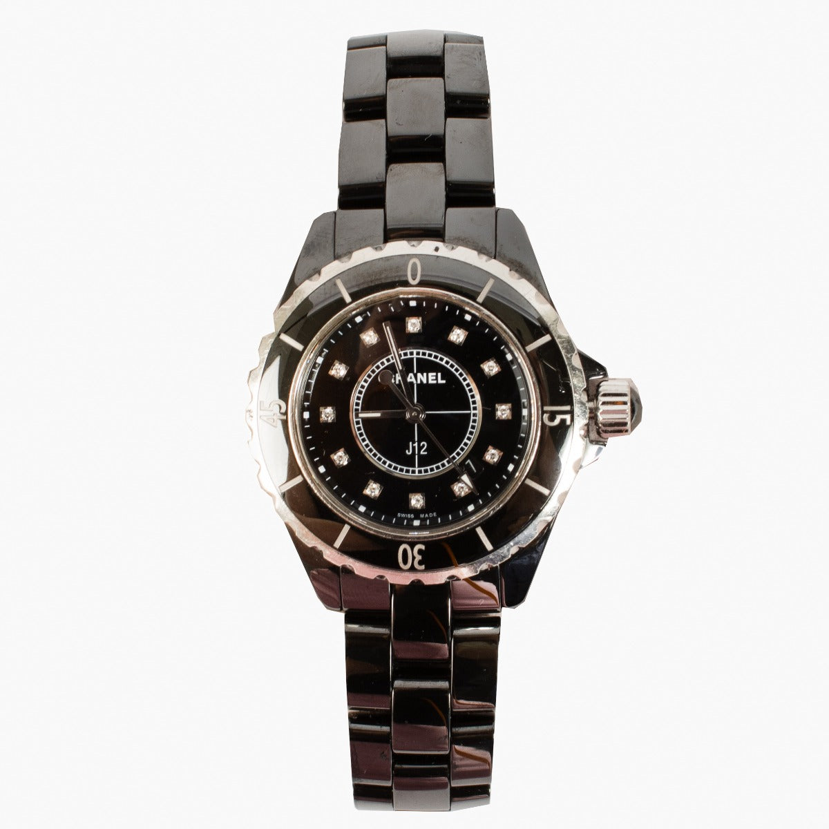 Chanel Black Ceramic/Diamond J12 33mm Watch