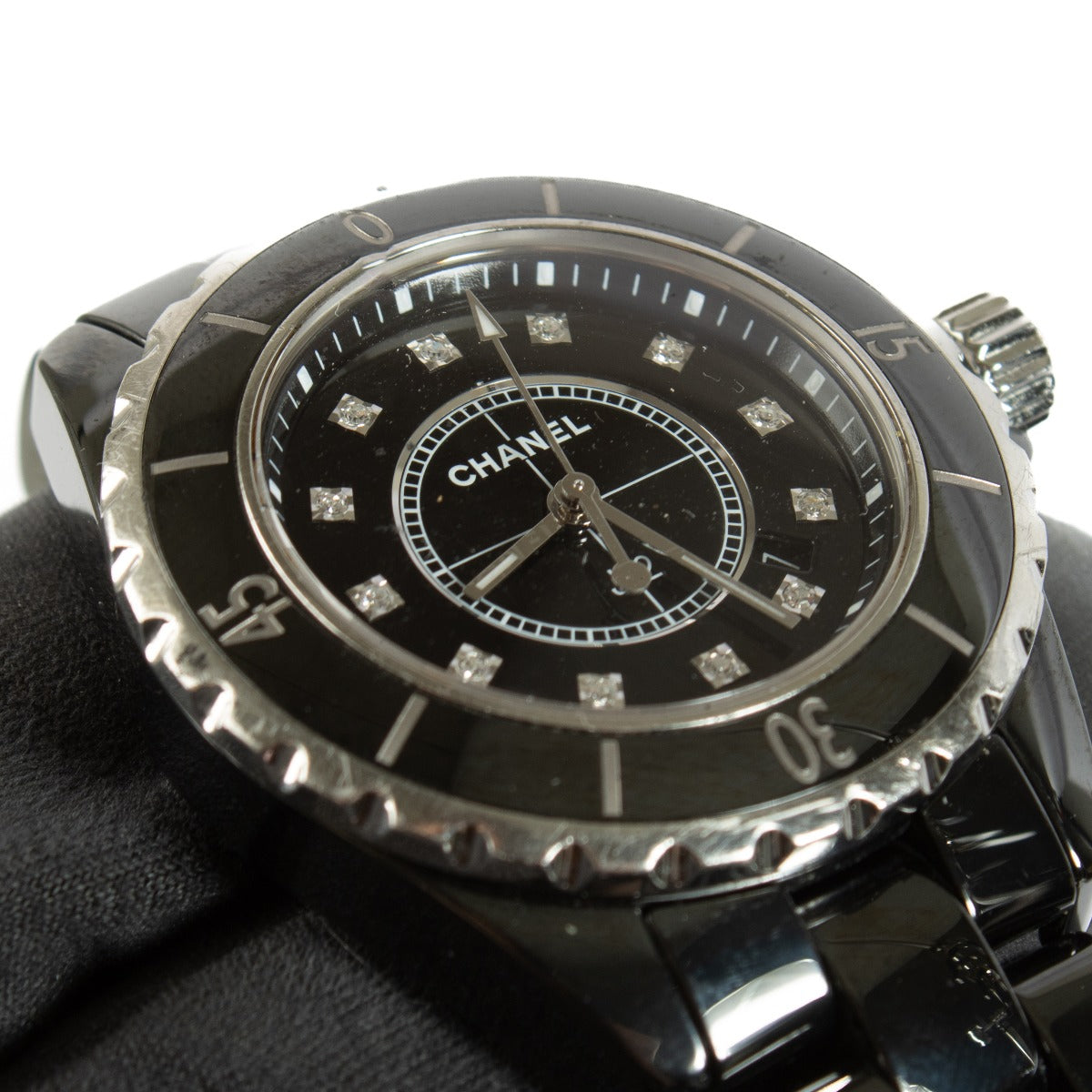Chanel Black Ceramic/Diamond J12 33mm Watch