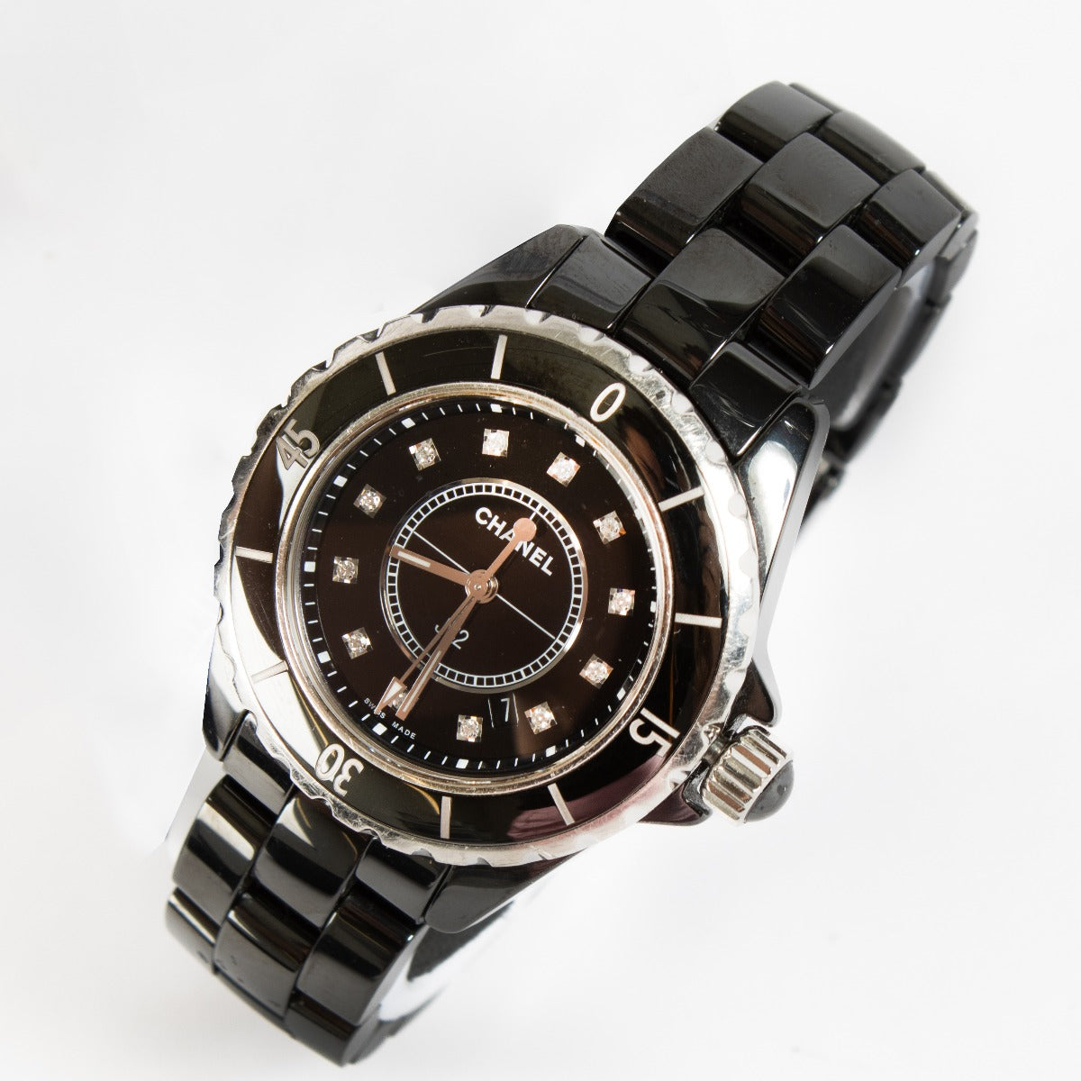 Chanel Black Ceramic/Diamond J12 33mm Watch