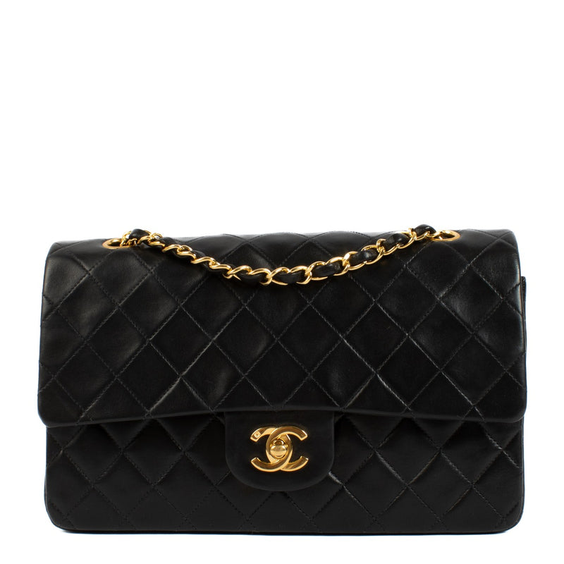 Chanel Vintage Black Lambskin Medium Classic Flap Bag