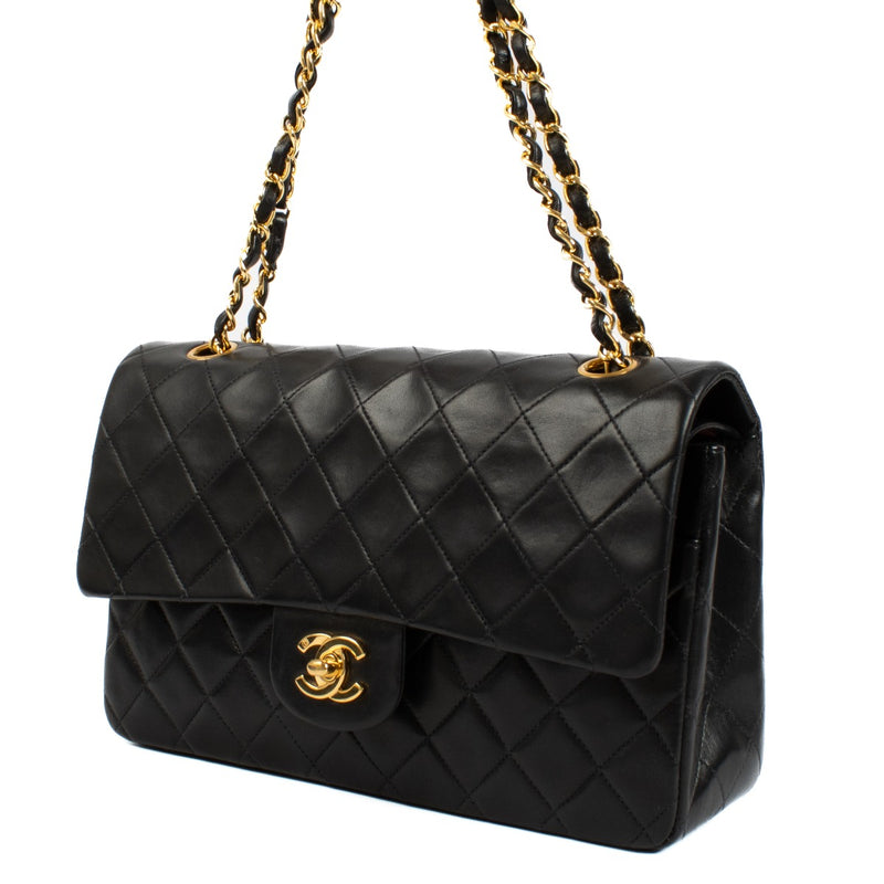 Chanel Vintage Black Lambskin Medium Classic Flap Bag