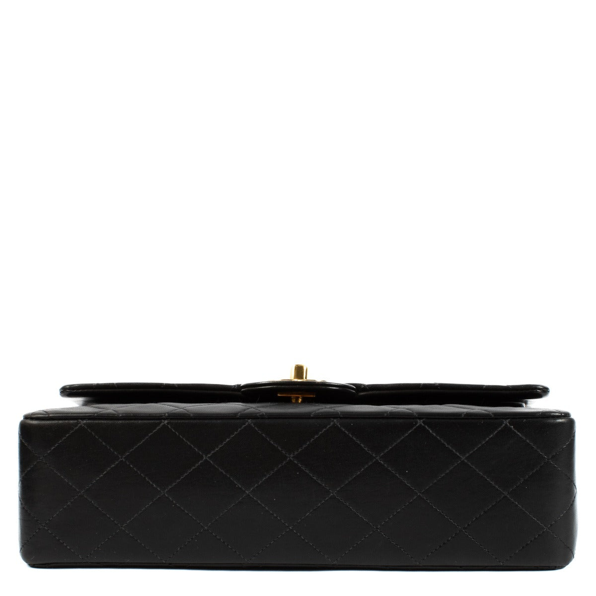 Sac à rabat classique moyen Chanel vintage en agneau noir