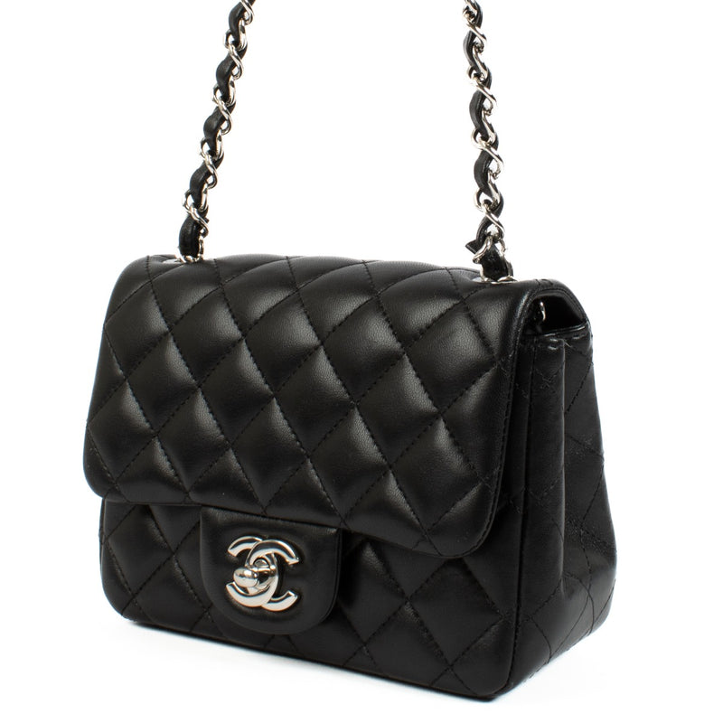 Chanel Black Lambskin Mini Square Classic Handbag