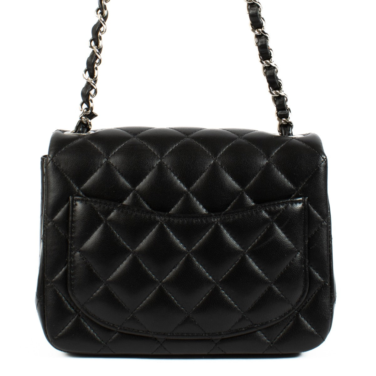 Chanel Black Lambskin Mini Square Classic Handbag