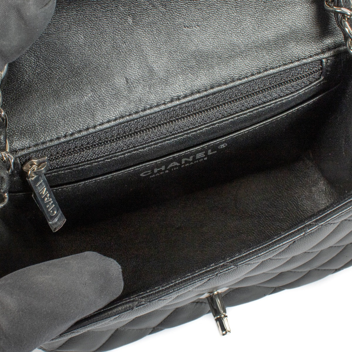Chanel Black Lambskin Mini Square Classic Handbag