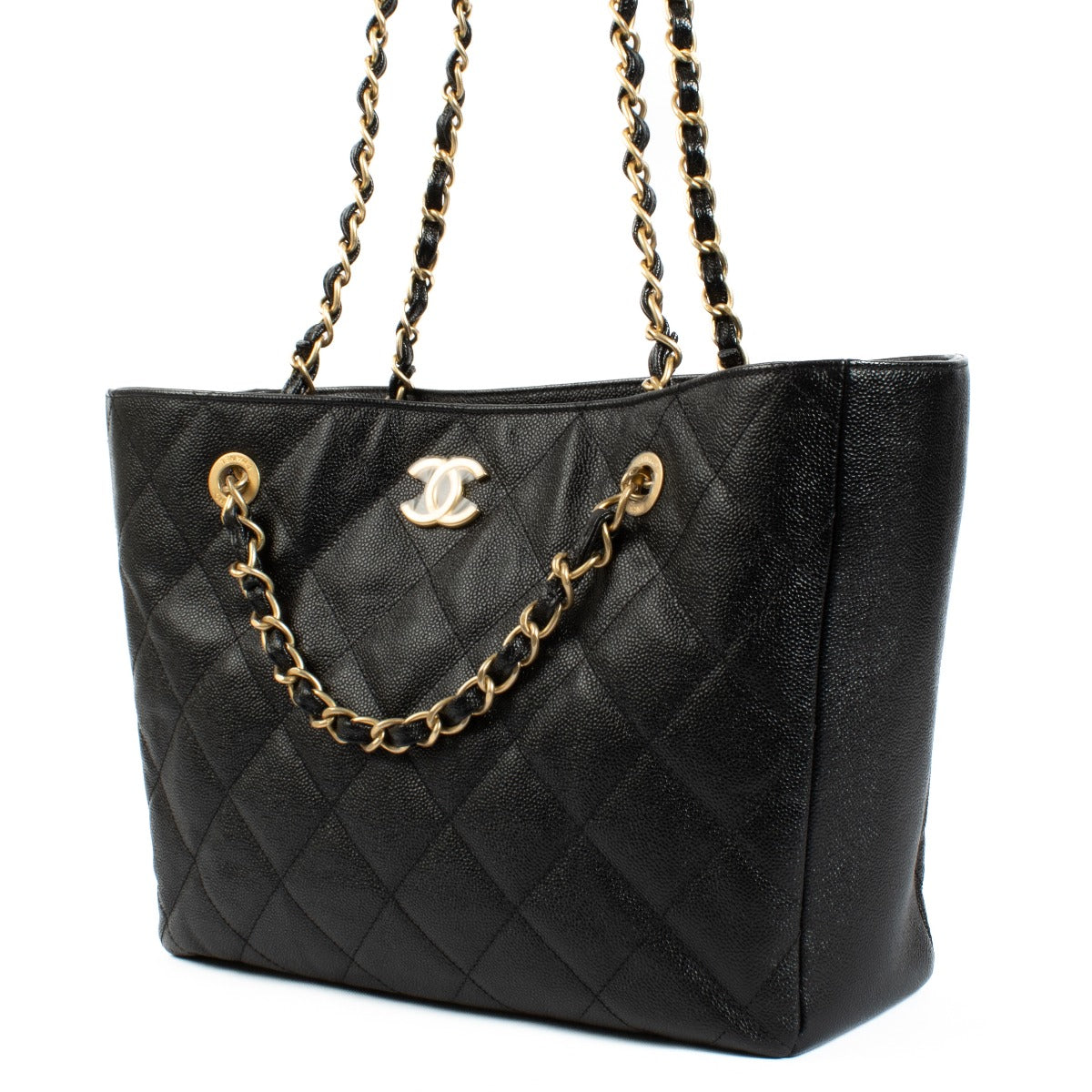 Sac cabas Chanel en cuir de caviar noir