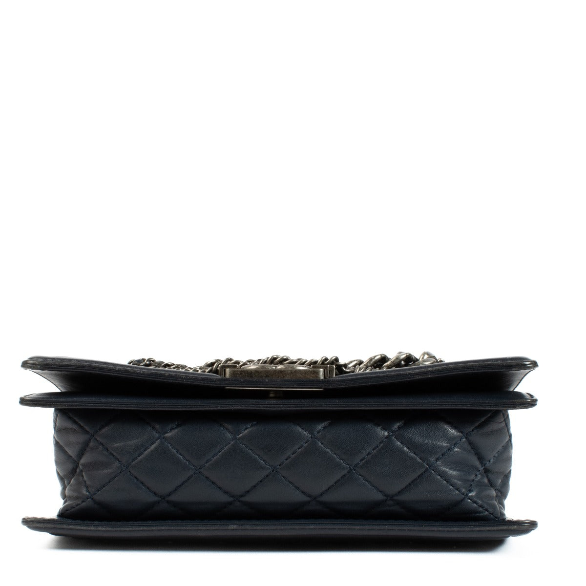 Chanel Blauwe Denim Tweed Enchained Medium Boy Bag