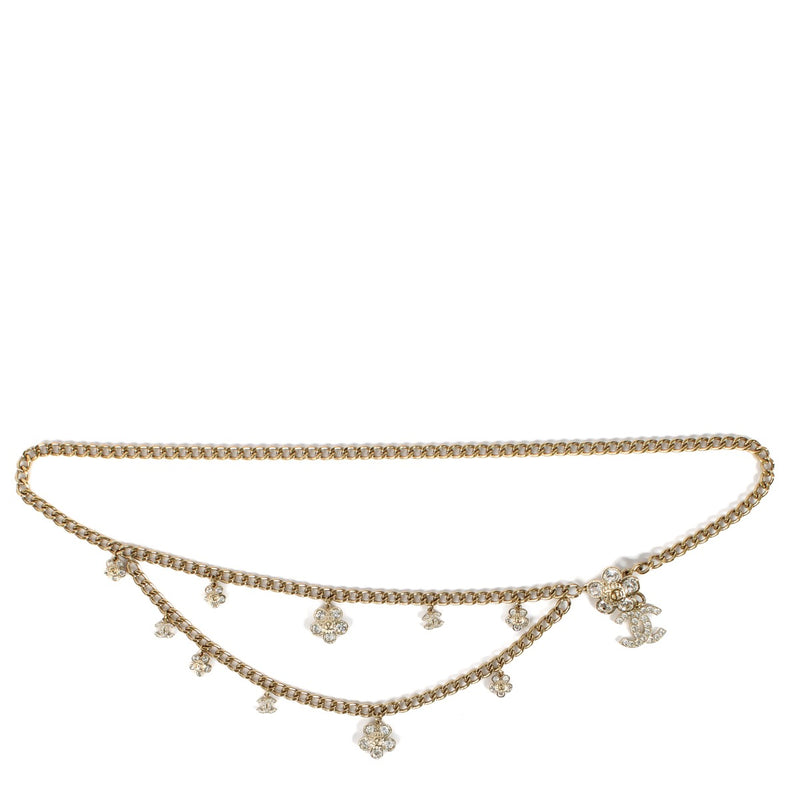 Chanel 06A Gold Crystal CC Camellia Belt
