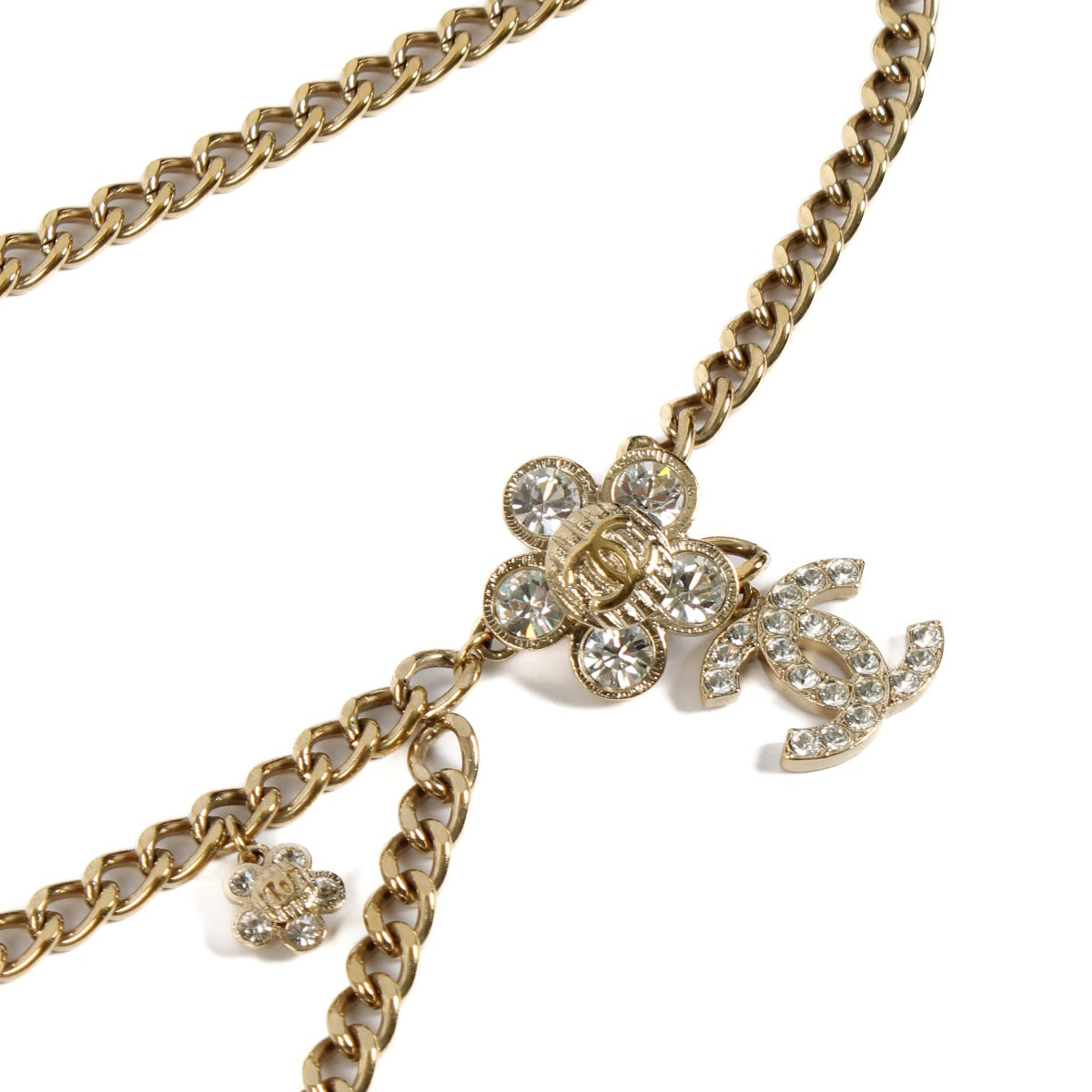 Chanel 06A Gold Crystal CC Camellia Belt
