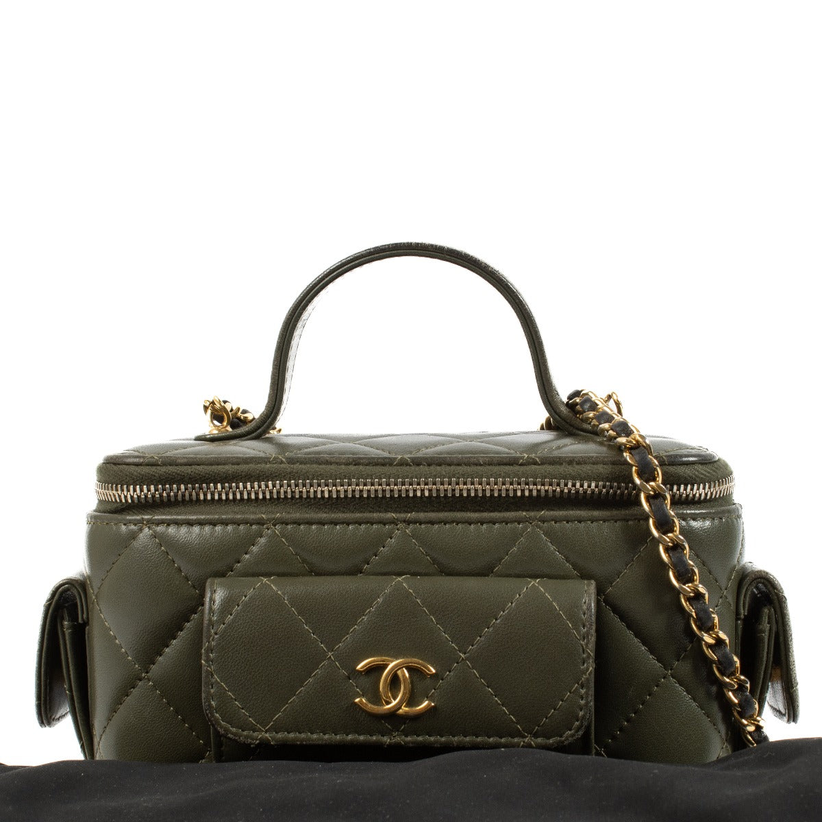 Chanel Green Polly Pocket Long Vanity Case with Chain