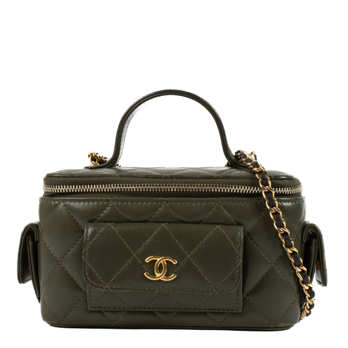 Chanel Green Polly Pocket Long Vanity Case with Chain