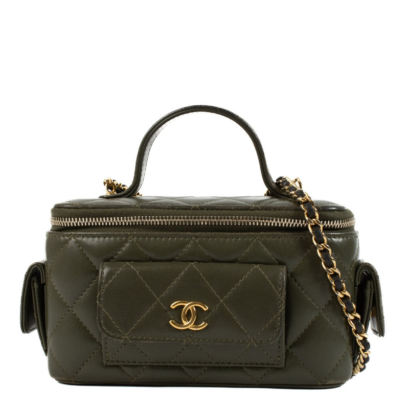 Chanel Green Polly Pocket Long Vanity Case with Chain