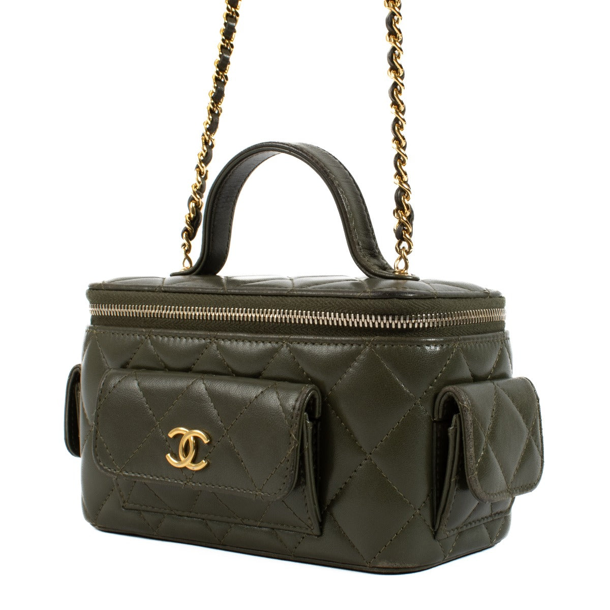 Chanel Green Polly Pocket Long Vanity Case with Chain