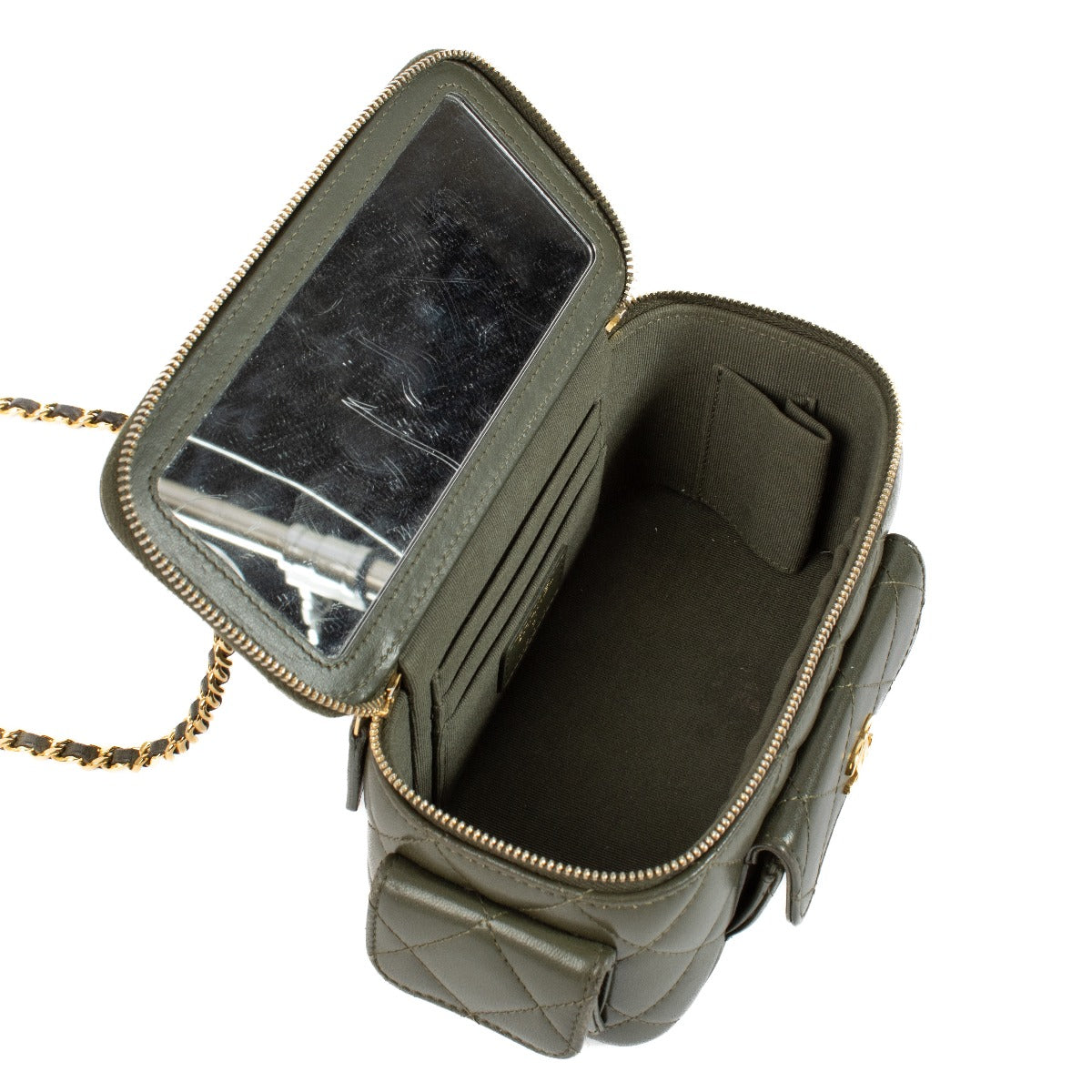 Chanel Green Polly Pocket Long Vanity Case with Chain
