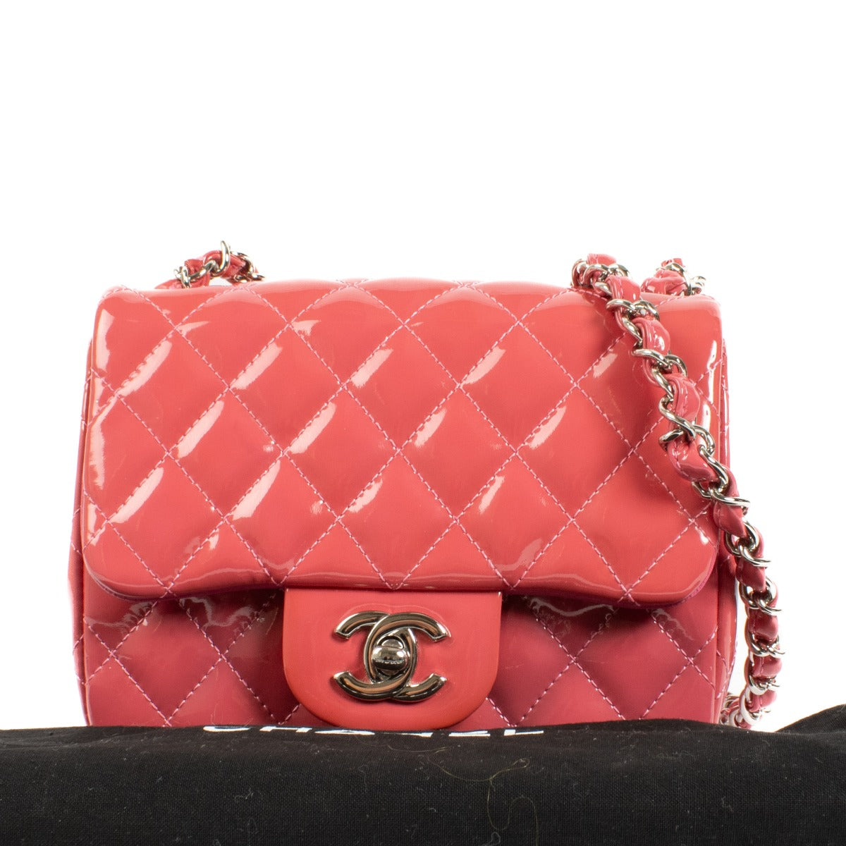 Buy authentic second hand Chanel Pink Patent Leather Classic Flap Bag at Labellov.com