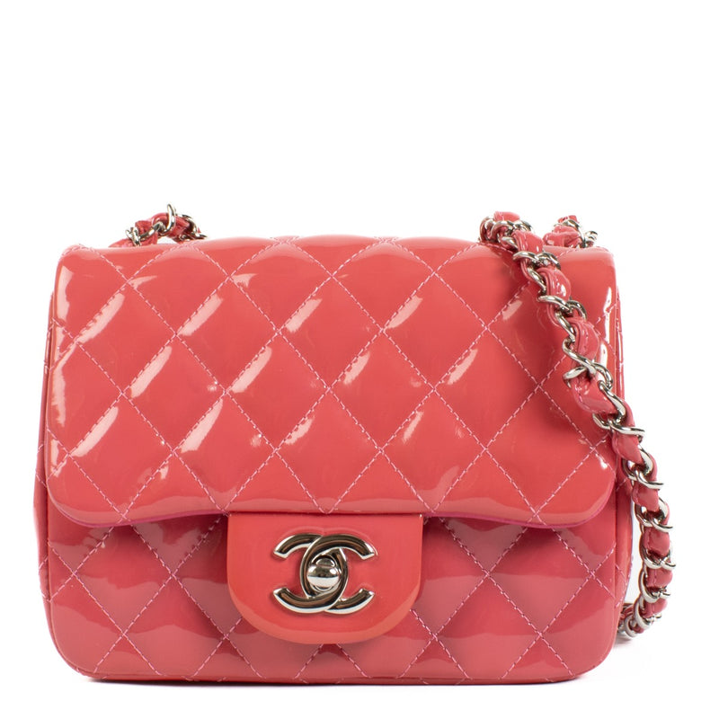 Buy authentic second hand Chanel Pink Patent Leather Classic Flap Bag at Labellov.com