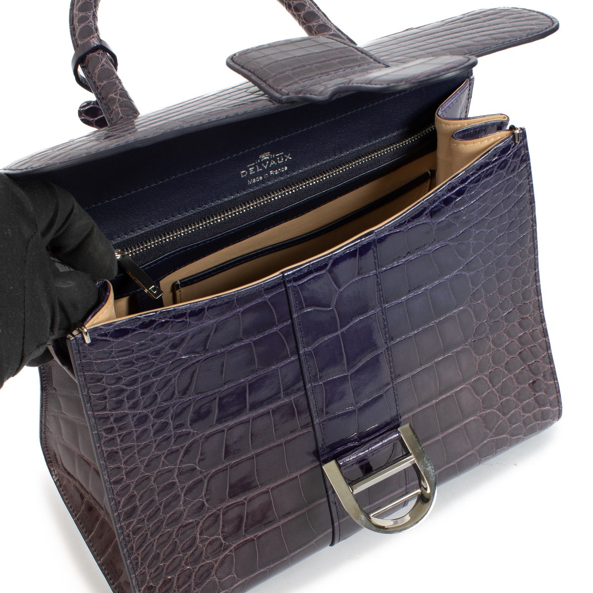 Authentic second hand Delvaux Purple Crocodile Brillant MM on Labellov.com