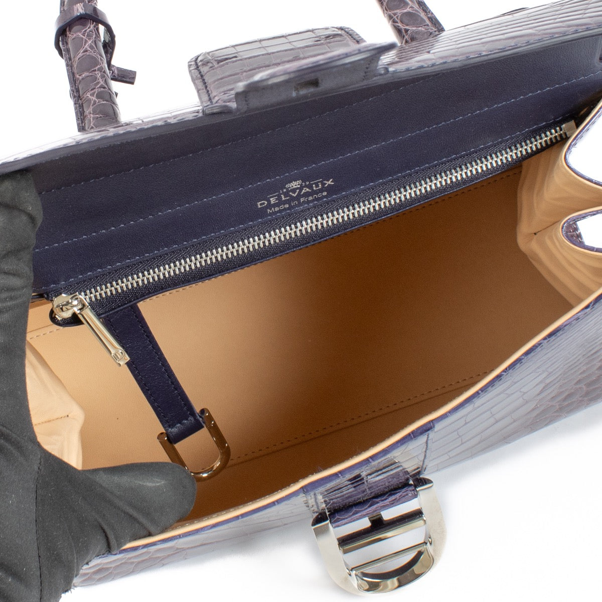 Authentic second hand Delvaux Purple Crocodile Brillant MM on Labellov.com