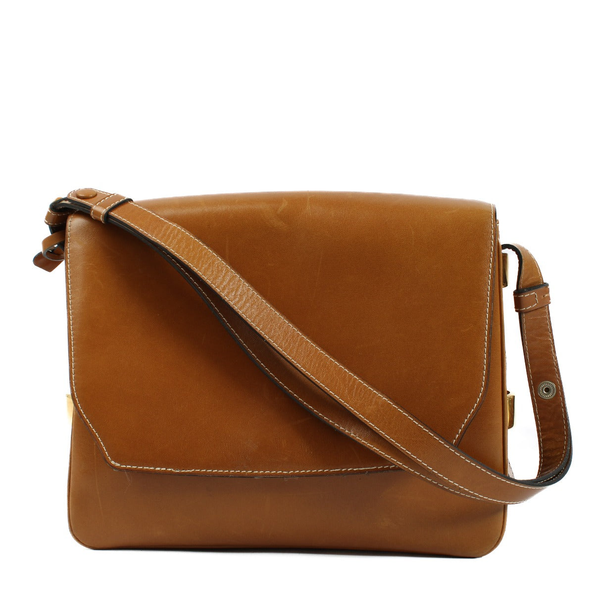 Delvaux Cognac Shoulder Bag, vintage luxury designer handbag in rich cognac leather, featuring a classic design with modern style and a matching mirror.