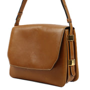 Delvaux Cognac Shoulder Bag, vintage luxury designer handbag in rich cognac leather, featuring a classic design with modern style and a matching mirror.