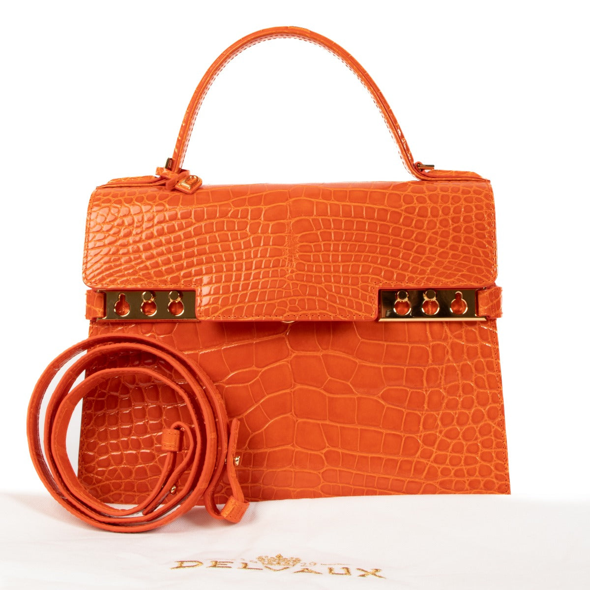 Delvaux Paprika Shiny Alligator Tempête MM