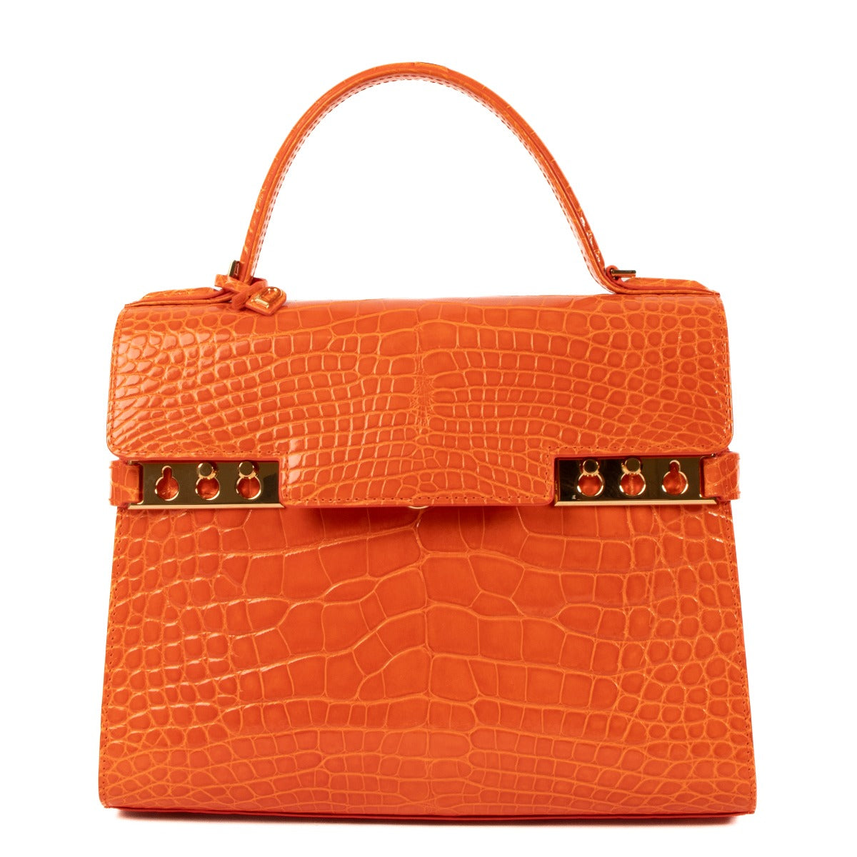 Delvaux Paprika Shiny Alligator Tempête MM