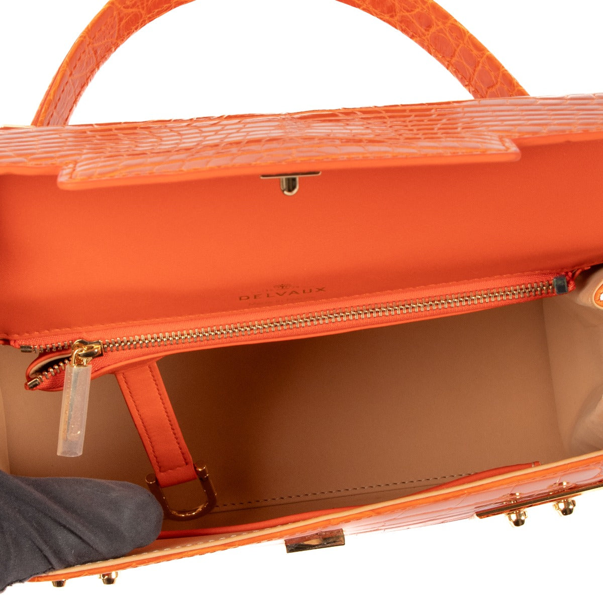 Delvaux Paprika Glanzend Alligator Tempête MM