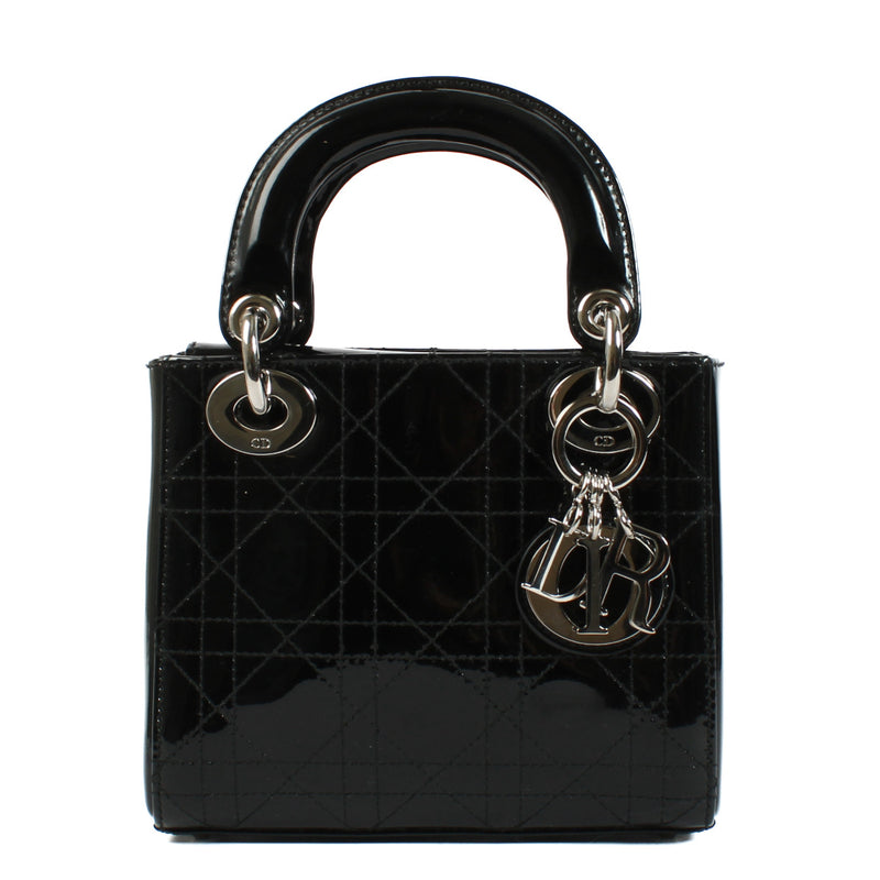 Christian Dior Black Patent Leather Mini Lady Dior Bag