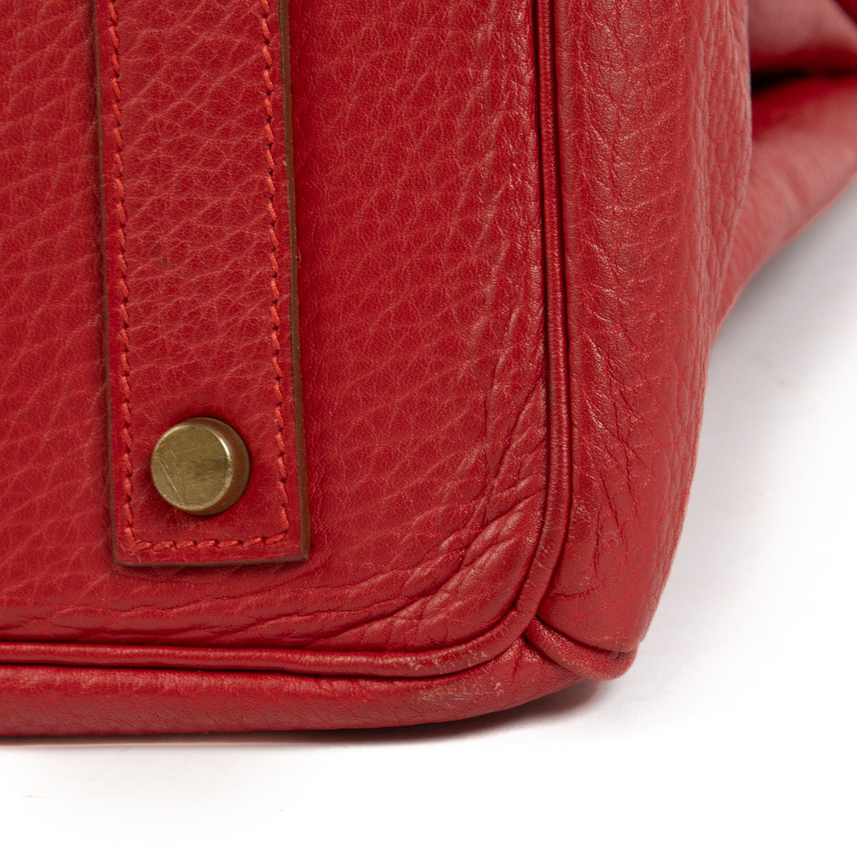 Hermès Birkin 40 Rouge Vif Fjord GHW
