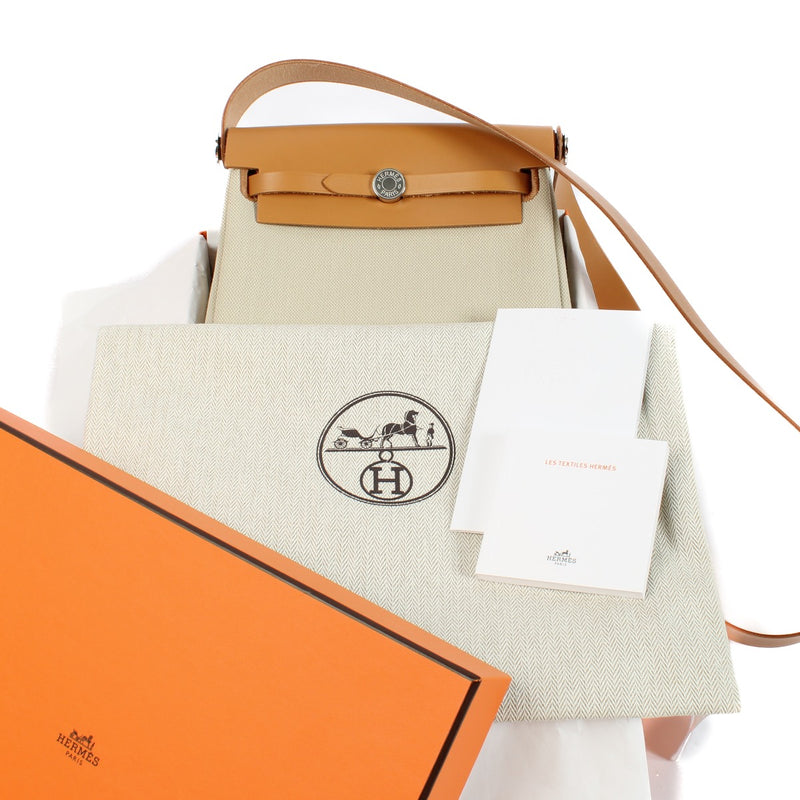 Hermès Herbag Mini Beton/Naturel Sable Toile Militaire/Hunter PHW
