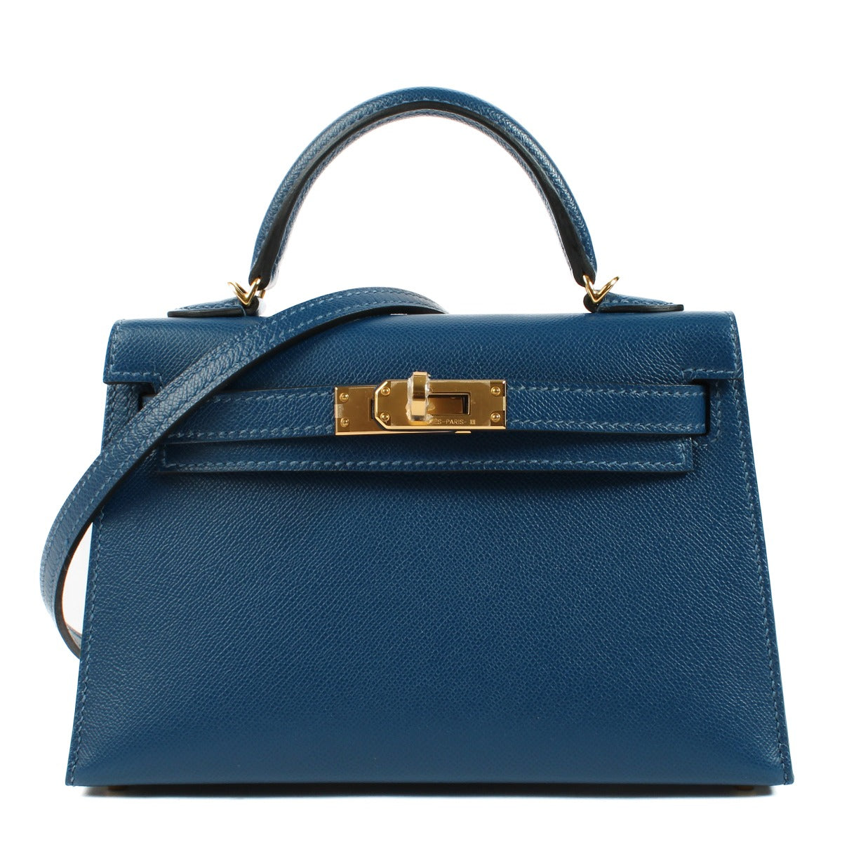Authentic second hand brand new store fresh Hermès Kelly Mini II Deep Blue Madame GHW on www.labellov.com