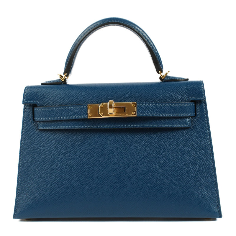 Hermès Kelly Mini II Deep Blue Madame GHW