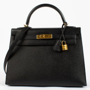 2020 Hermès Kelly 32 Black Epsom GHW