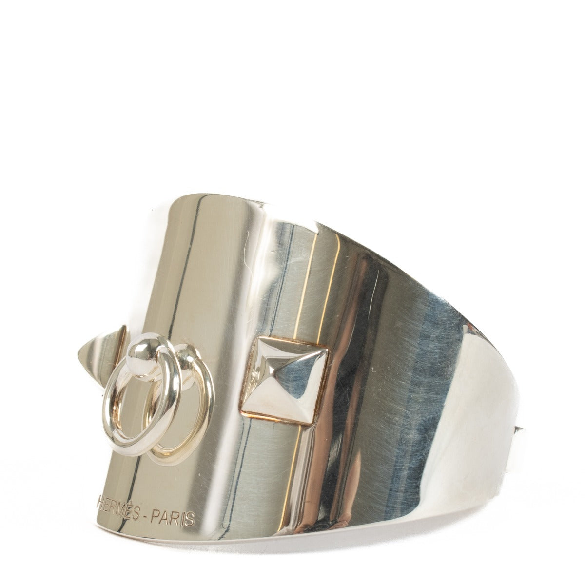 Hermès Sterling Silver Collier de Chien Rock Bracelet - Size SH