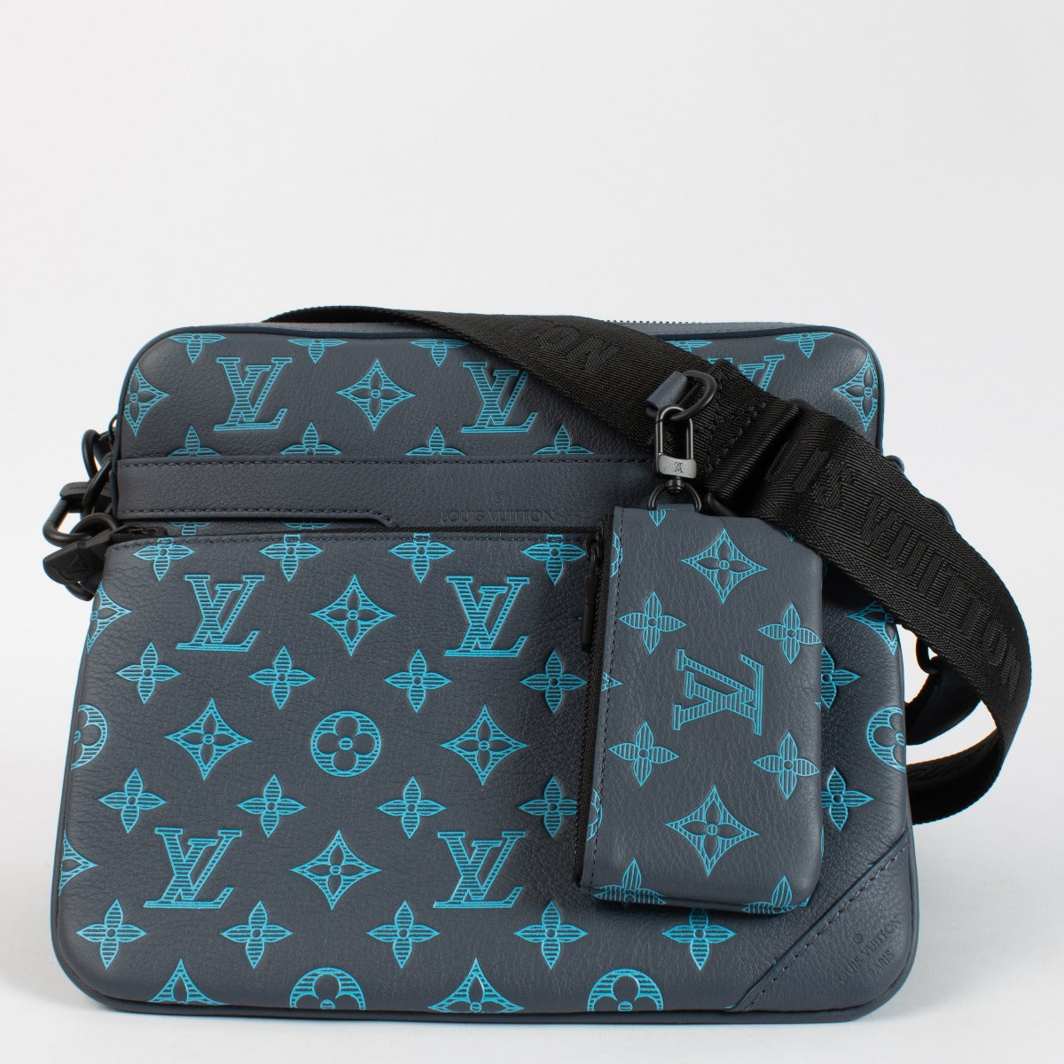Louis Vuitton Navy River Blue Monogram Shadow Trio Messenger Bag