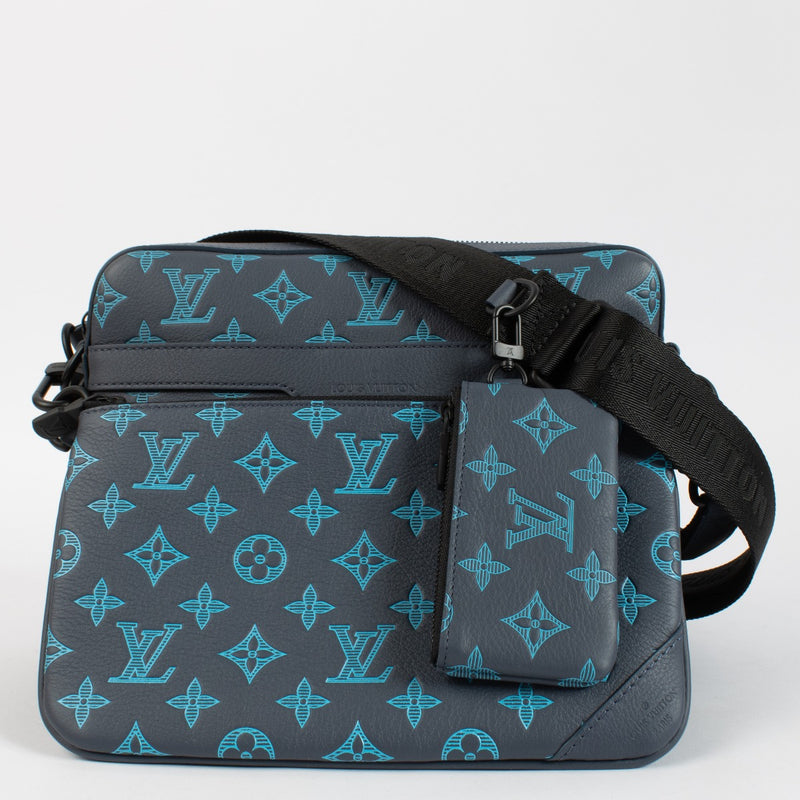 Louis Vuitton Navy River Blue Monogram Shadow Trio Messenger Bag