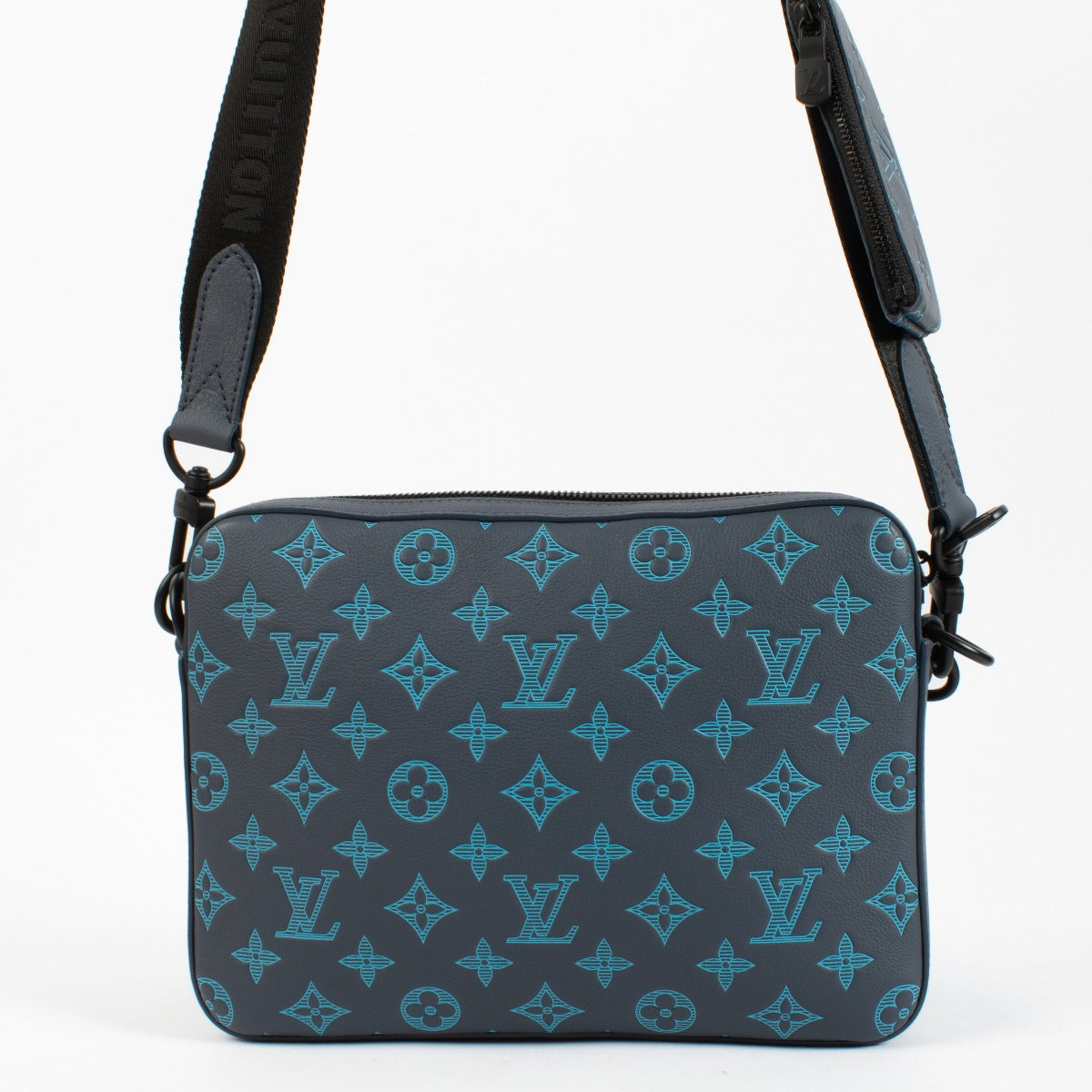 Louis Vuitton Marine Riverblauwe Monogram Shadow Trio Messenger Tas