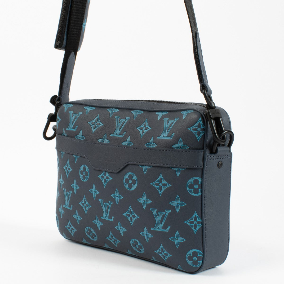 Louis Vuitton Marine Riverblauwe Monogram Shadow Trio Messenger Tas