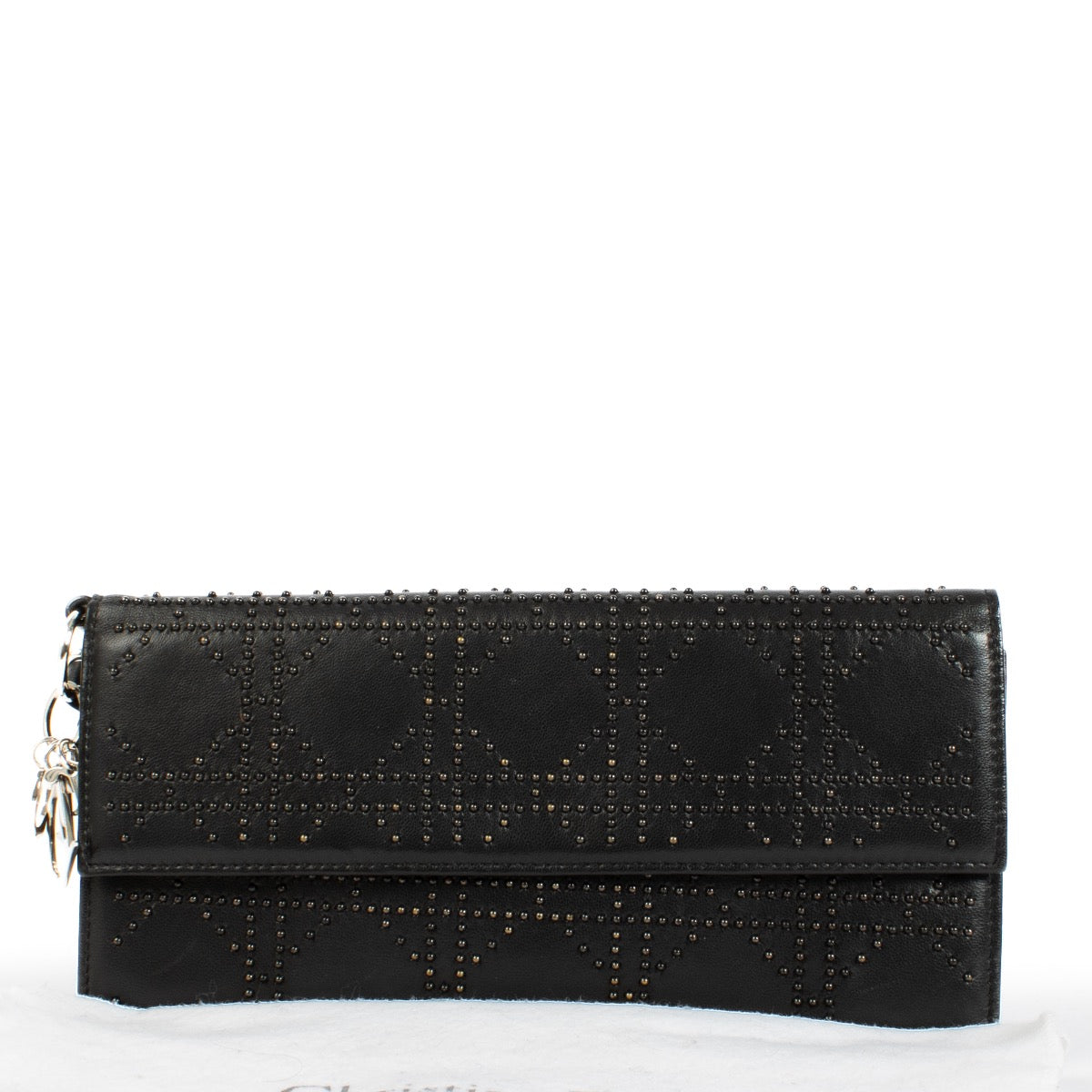 Authentic second hand Christian Dior Black Studded Cannage Clutch on Labellov.com