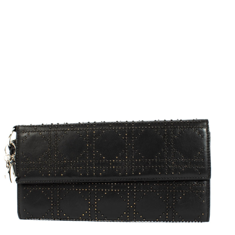 Authentic second hand Christian Dior Black Studded Cannage Clutch on Labellov.com