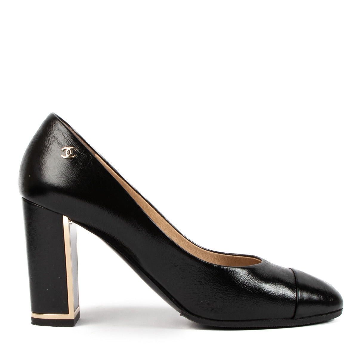 Chanel Black Leather Court Pumps - size 38