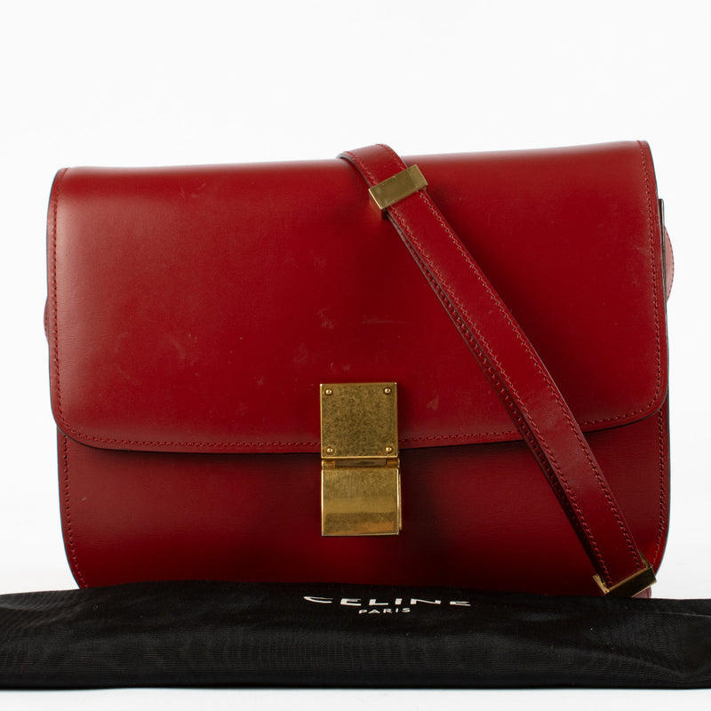 Celine Burgundy Calfskin Classic Box Bag aan de beste prijs bij Labellov tweedehands luxe in Antwerpen en Knokke
