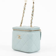 shop 100% authentic second hand Chanel Baby Blue Small Vanity With Chain on Labellov.com