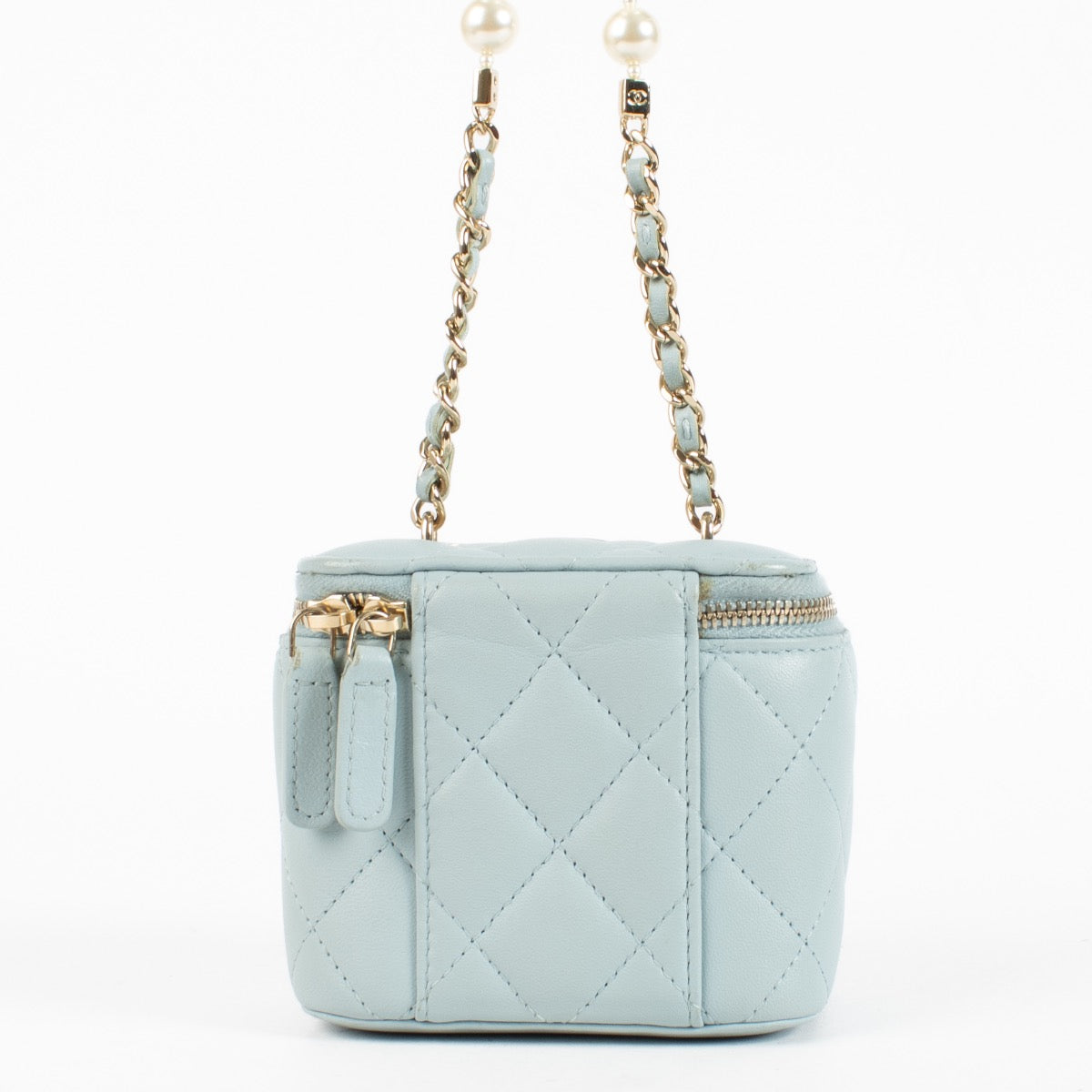 shop 100% authentic second hand Chanel Baby Blue Small Vanity With Chain on Labellov.com