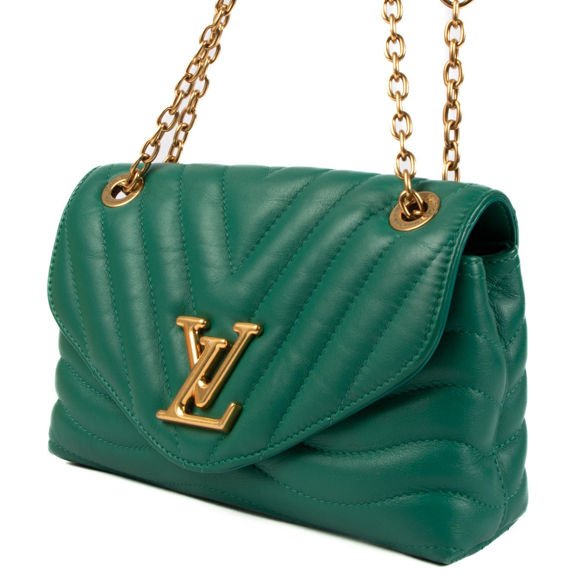 Louis Vuitton Emeraldgroene Leren New Wave Chain MM Tas