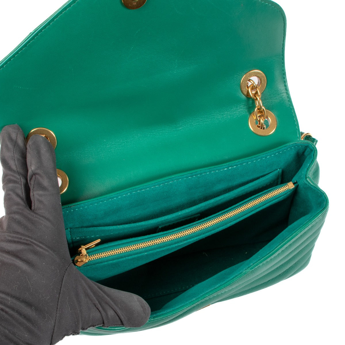 Louis Vuitton Emeraldgroene Leren New Wave Chain MM Tas
